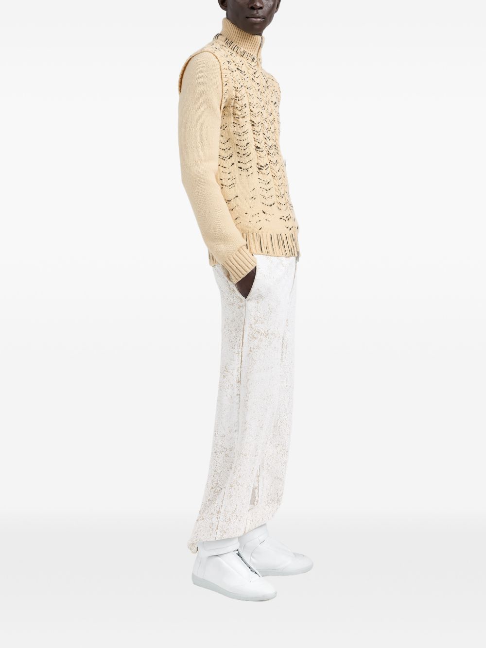 MAISON MARGIELA Cardigan con Zip e Stampa Ink-Print