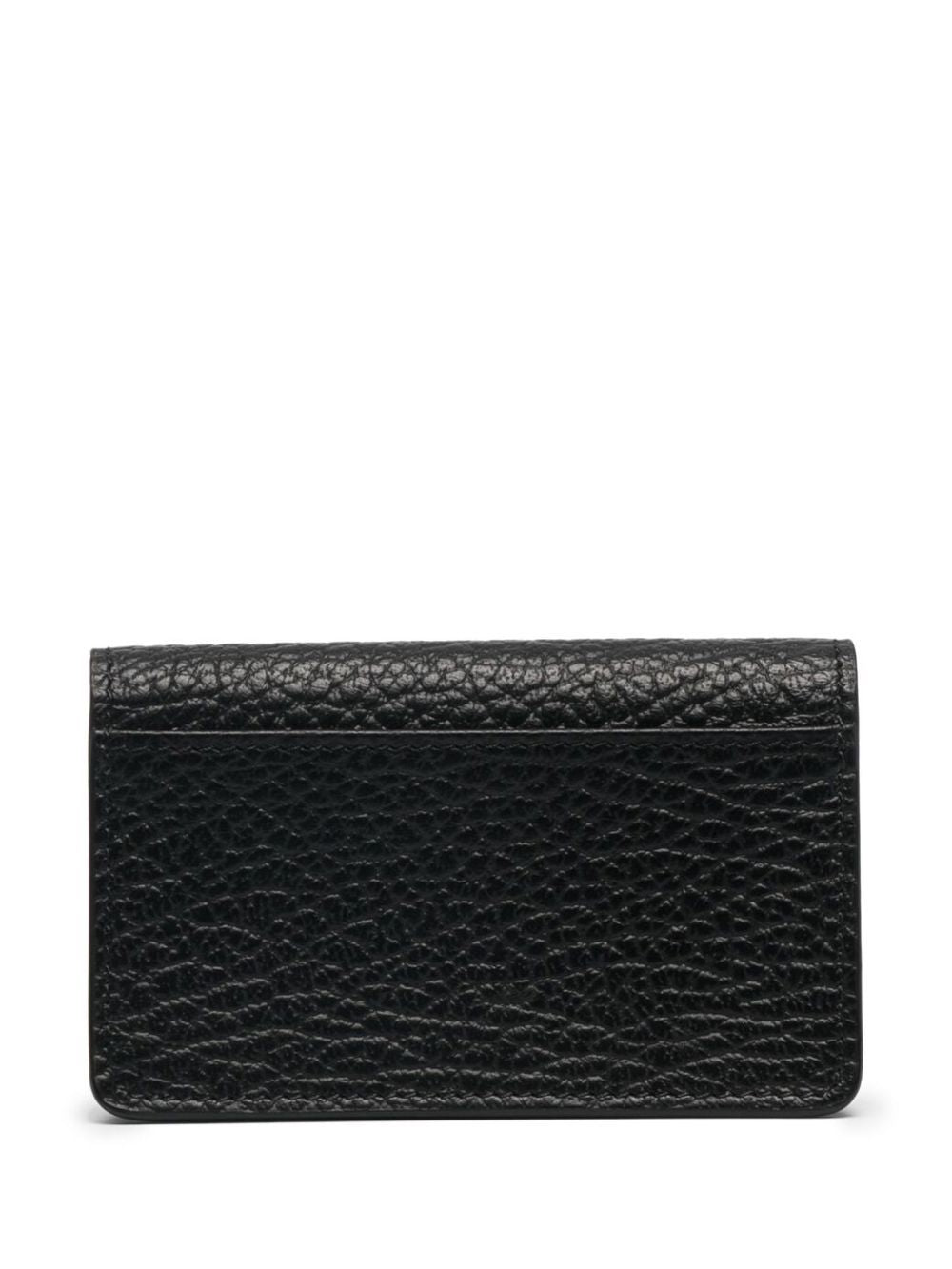 MAISON MARGIELA Portacarte in pelle martellata nera con Four Stitches