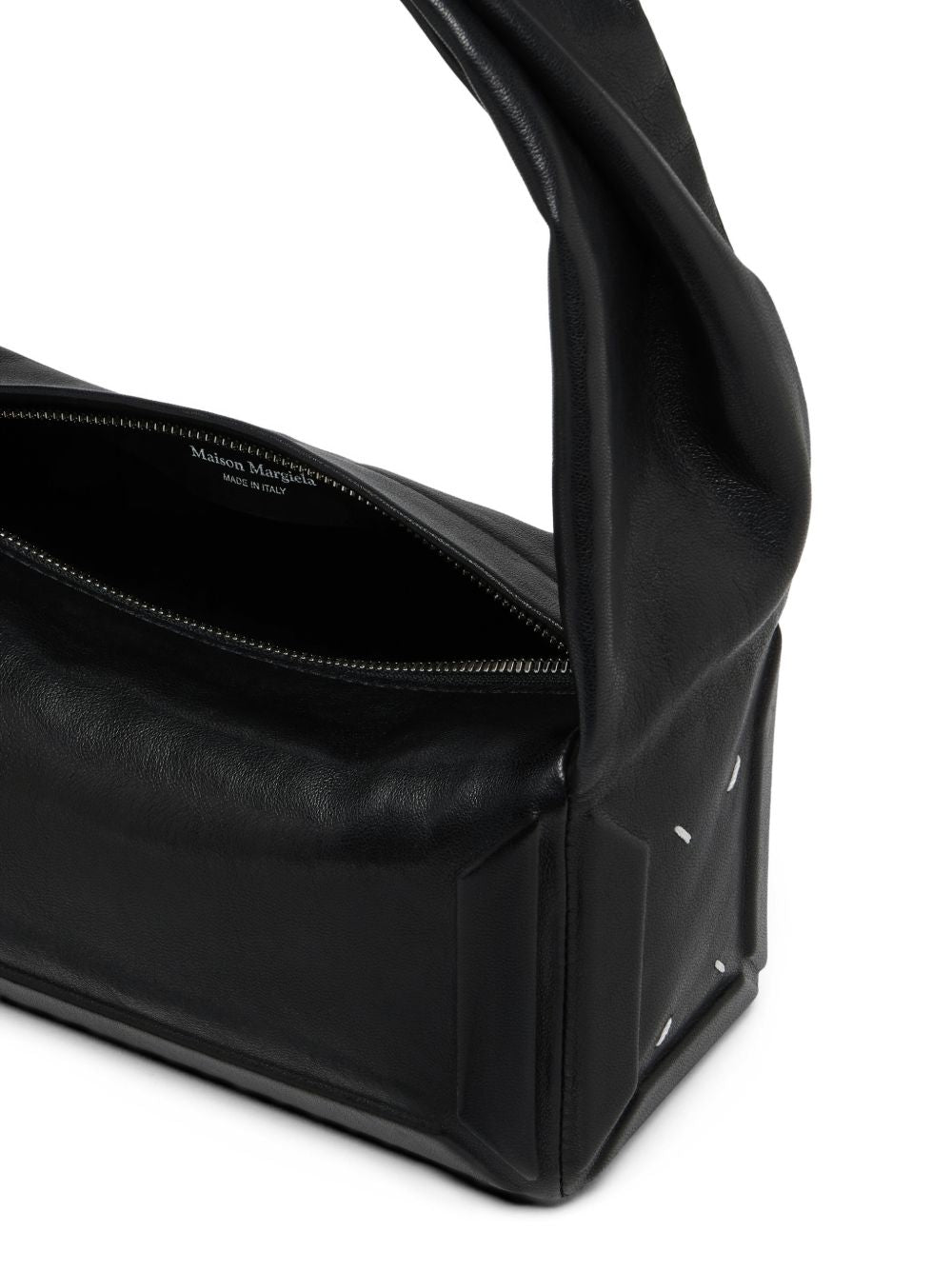 MAISON MARGIELA Borsa a spalla in pelle nera con manico strutturato