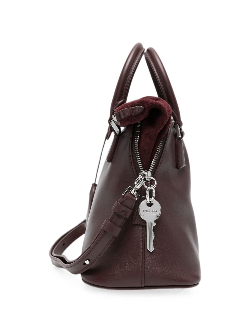 MAISON MARGIELA Borsa a tracolla cross body in pelle con dettagli in velluto bordeaux