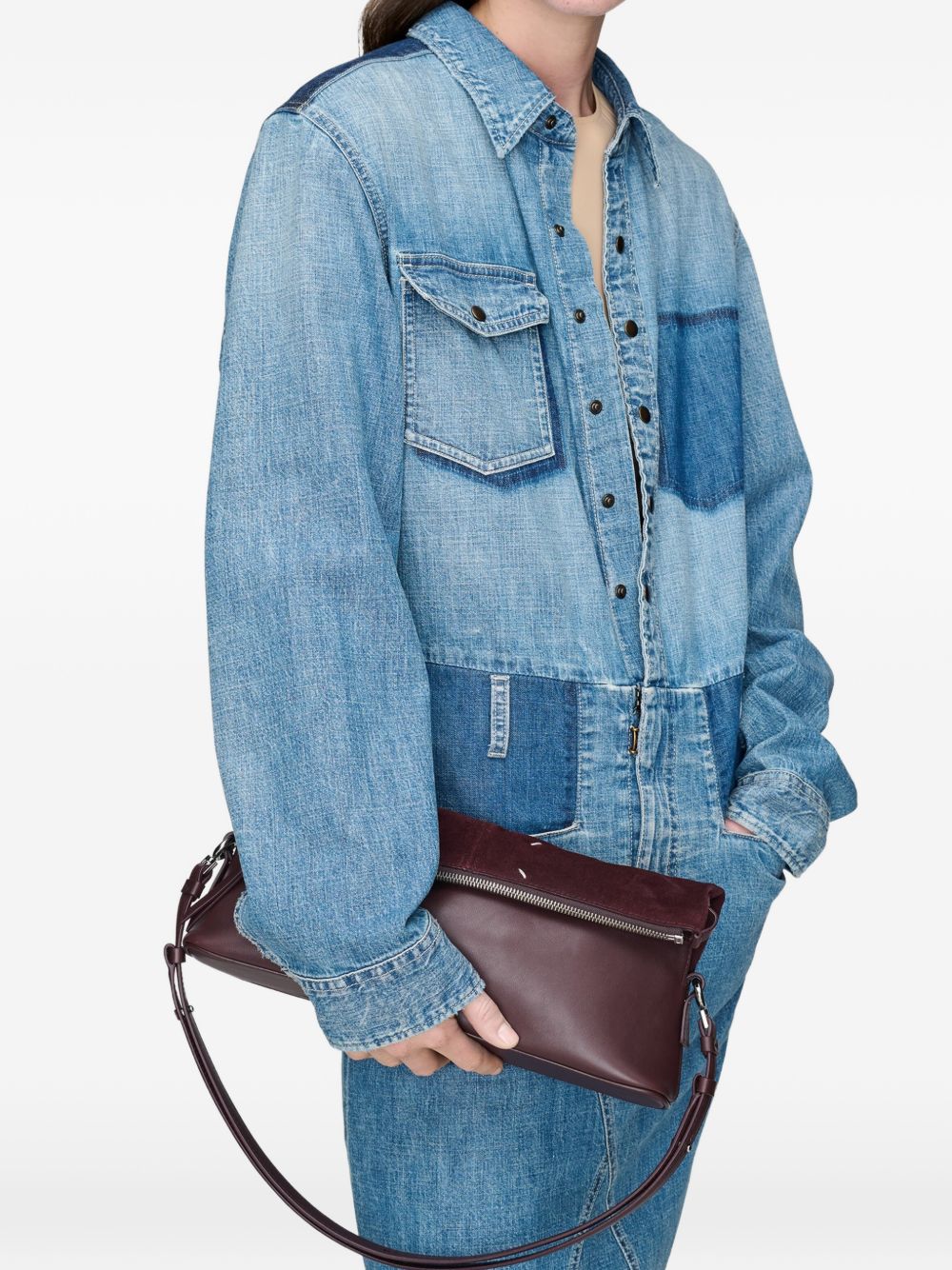 MAISON MARGIELA Borsa a tracolla in pelle misto suede bordeaux