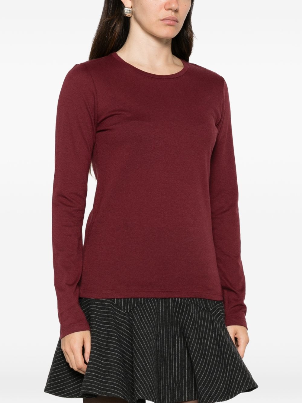 MAJESTIC FILATURES T-shirt a maniche lunghe girocollo in cotone misto cashmere