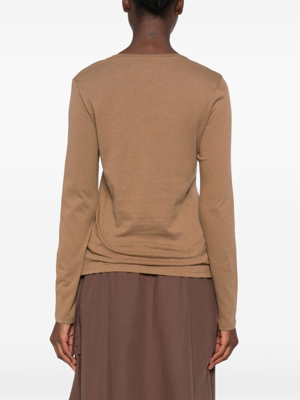 MAJESTIC FILATURES T-shirt a maniche lunghe girocollo in cotone misto cashmere