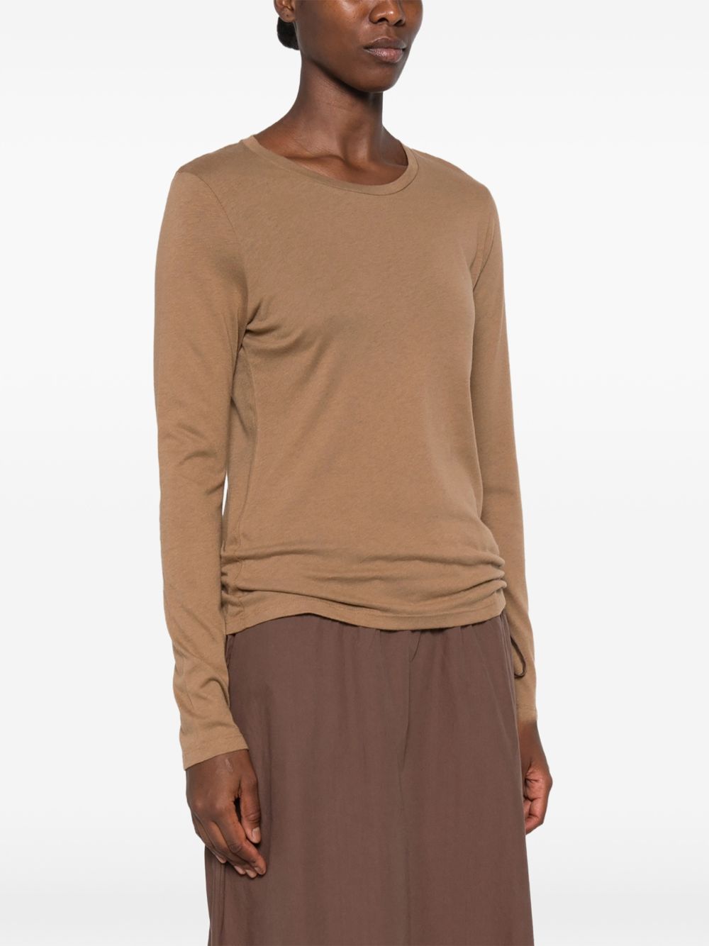 MAJESTIC FILATURES T-shirt a maniche lunghe girocollo in cotone misto cashmere