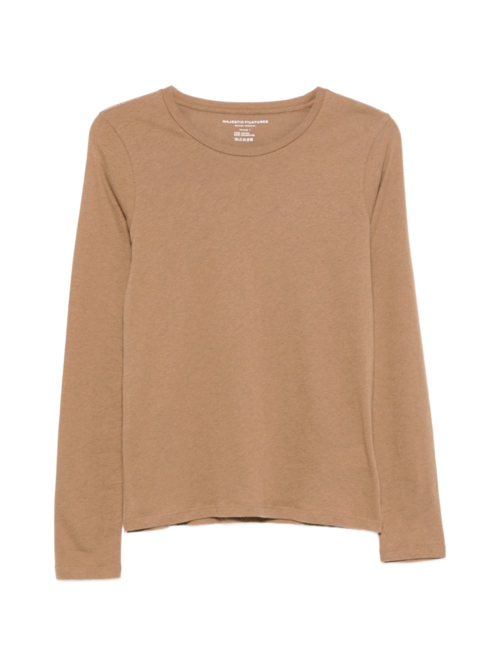 MAJESTIC FILATURES T-shirt a maniche lunghe girocollo in cotone misto cashmere