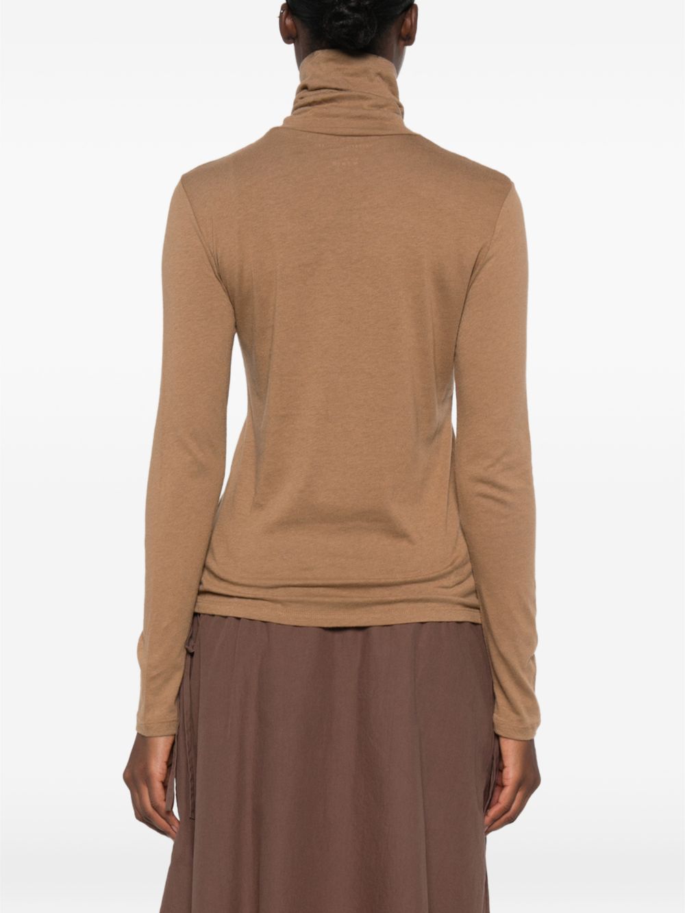 MAJESTIC FILATURES T-shirt a collo alto a maniche lunghe in cotone misto cashmere