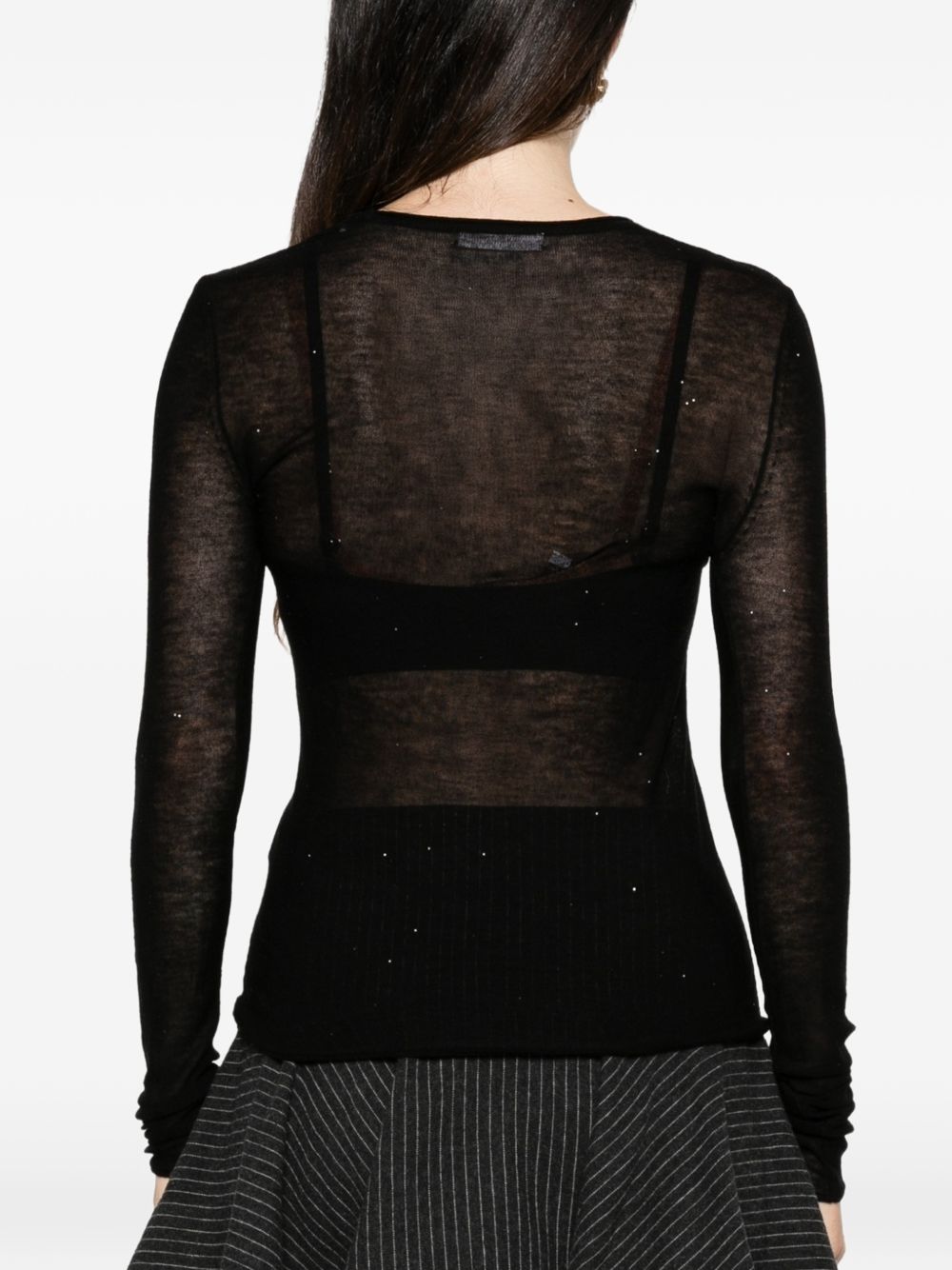 MAJESTIC FILATURES Maglia girocollo nera 100% lana