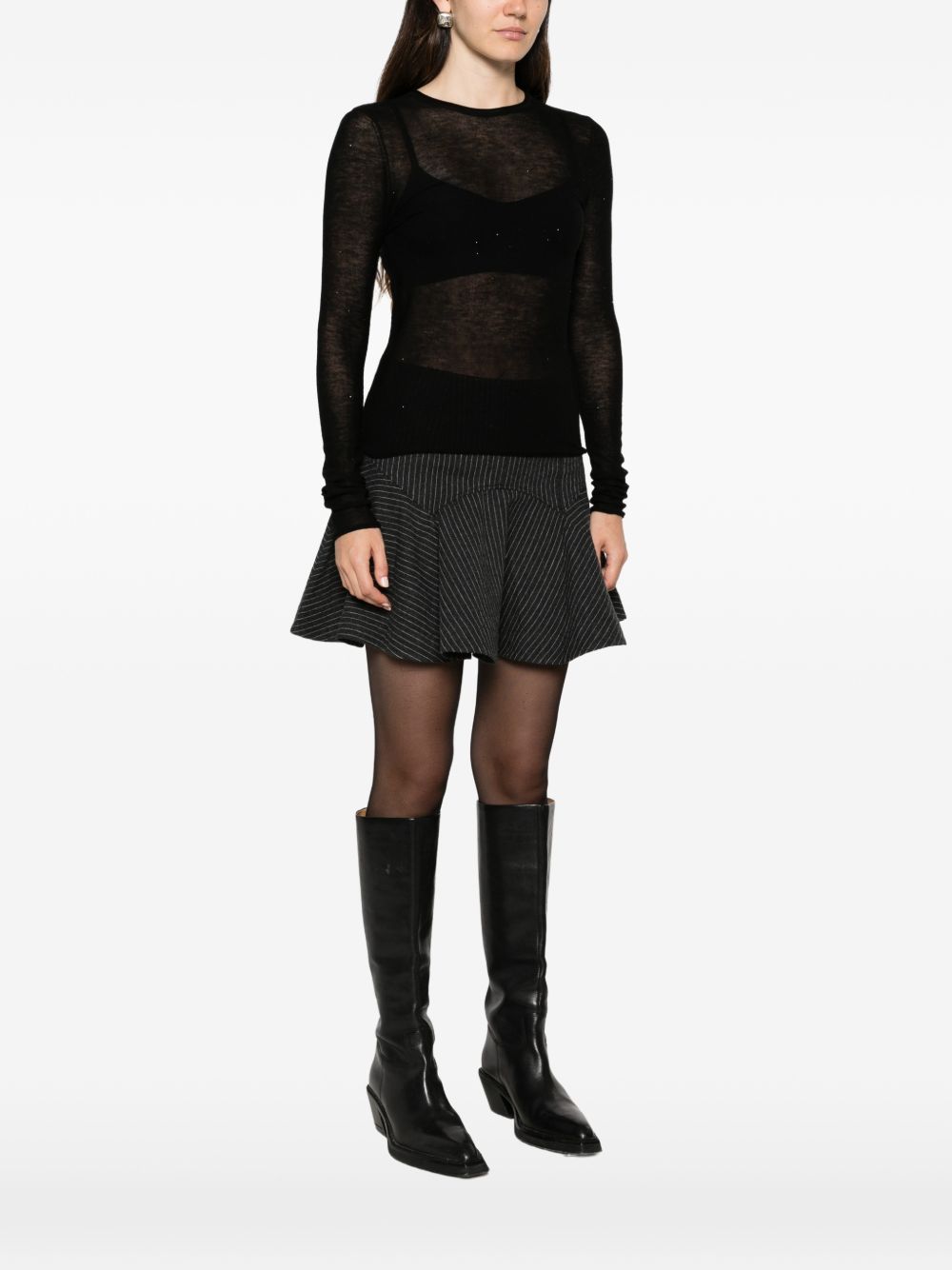 MAJESTIC FILATURES Maglia girocollo nera 100% lana