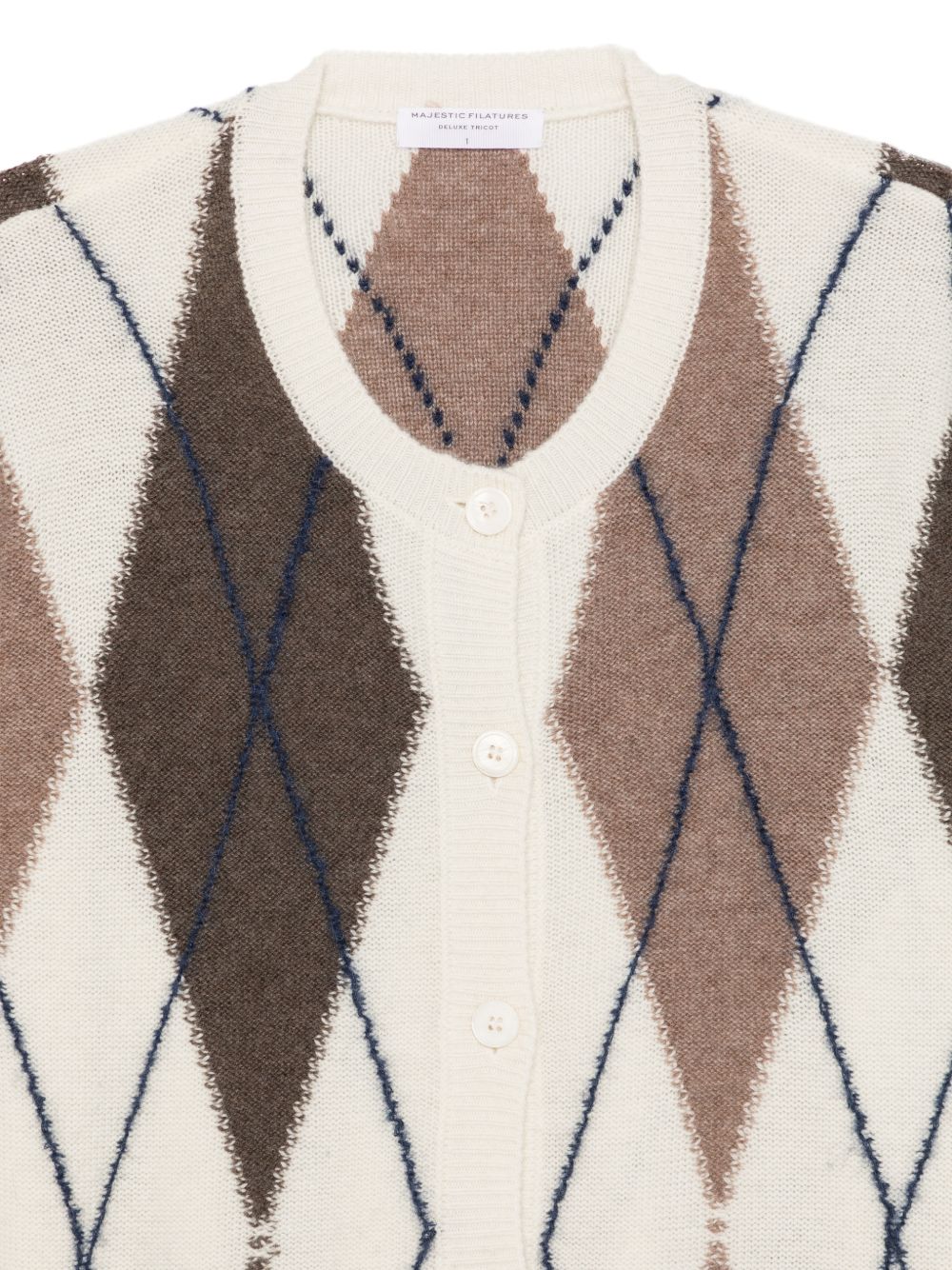 MAJESTIC FILATURES Cardigan in lana misto cashmere a rombi