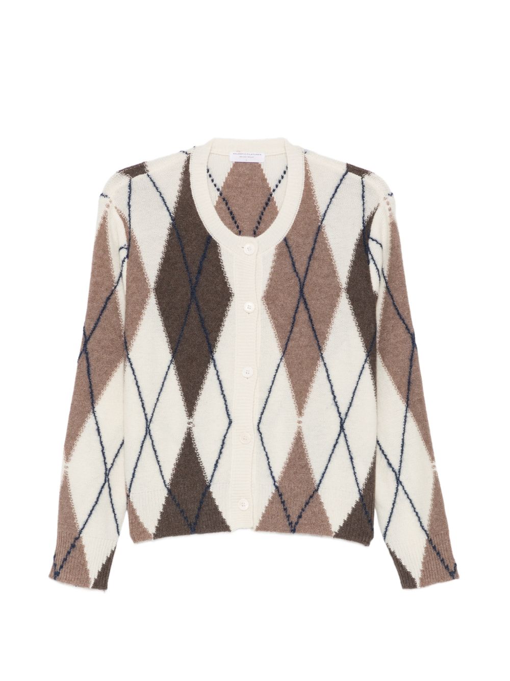 MAJESTIC FILATURES Cardigan in lana misto cashmere a rombi