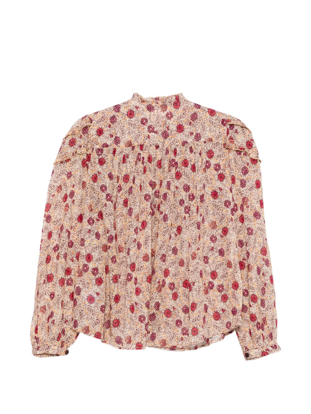 MARANT ETOILE Camicia rosa a maniche lunghe in cotone con fantasia floreale