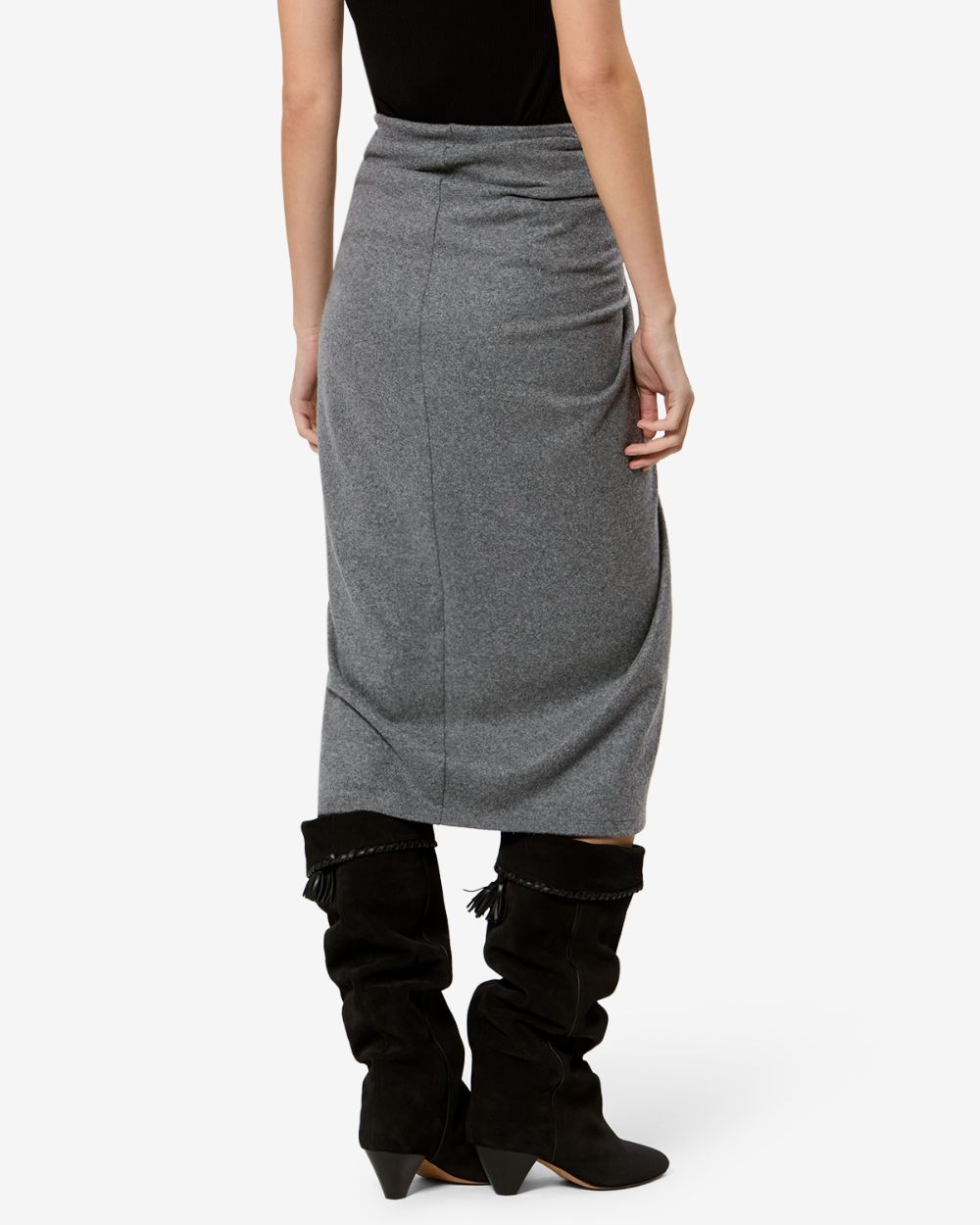 MARANT ETOILE Gonna midi Jeldia grigia drappeggiata
