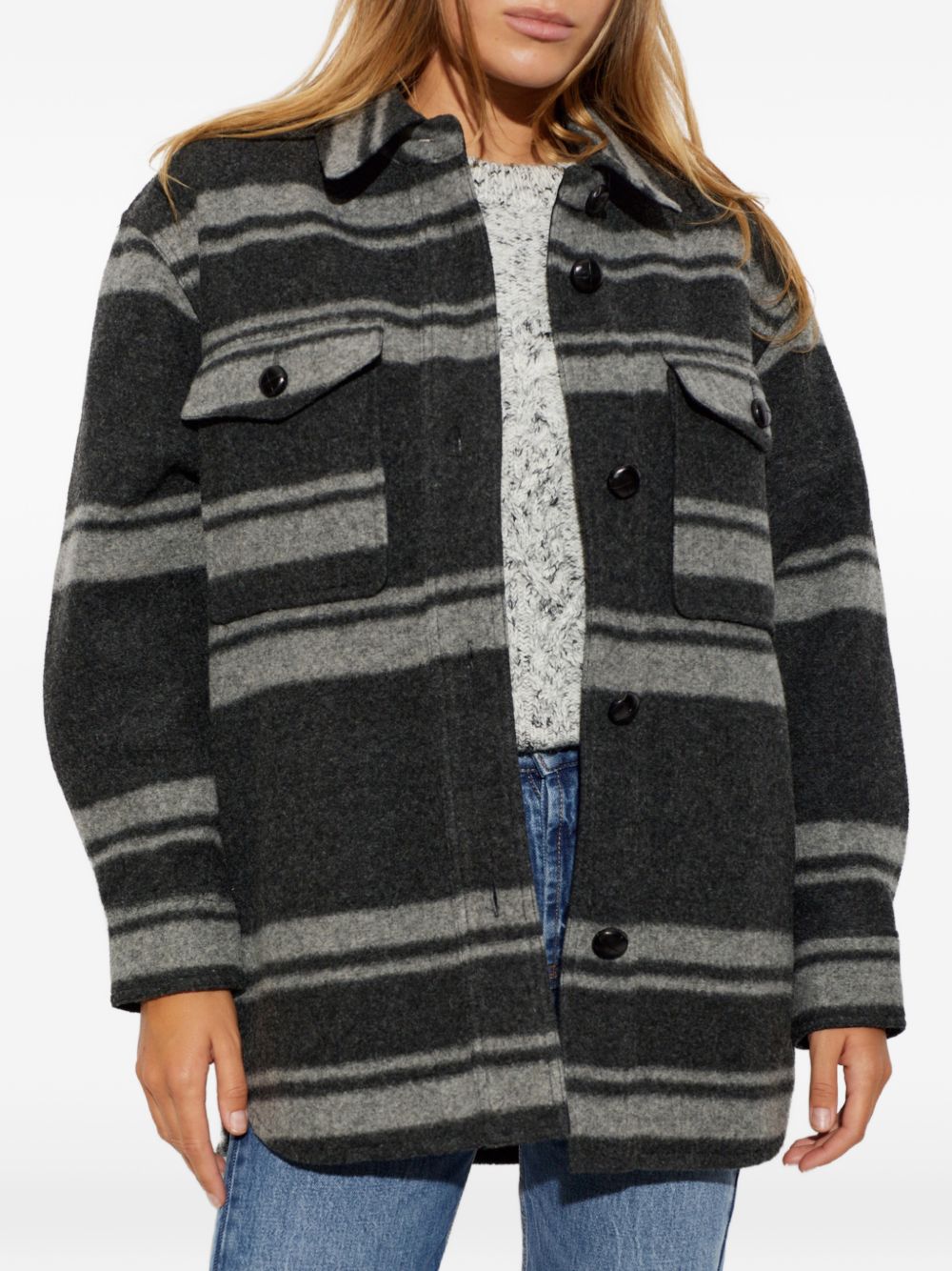 MARANT ETOILE Cappotto a camicia Harveli grigio a righe