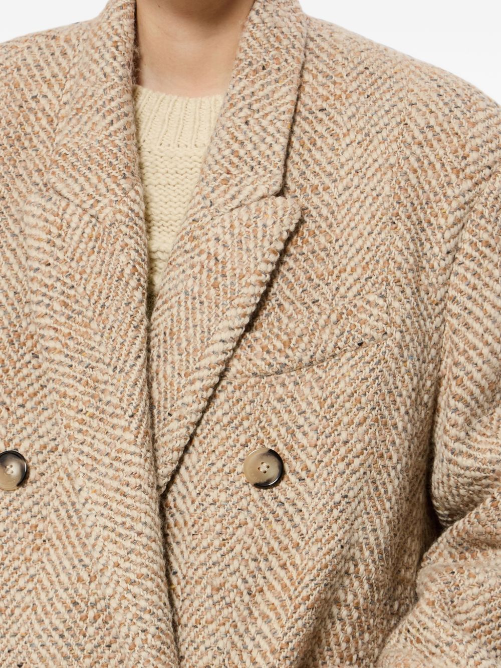 MARANT ETOILE Cappotto Pilda in lana spigata beige