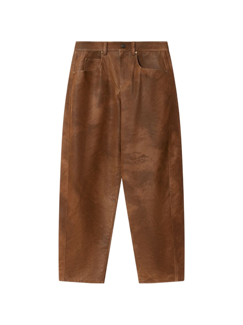 MARANT ETOILE Pantaloni Belky marroni in ecopelle scamosciata