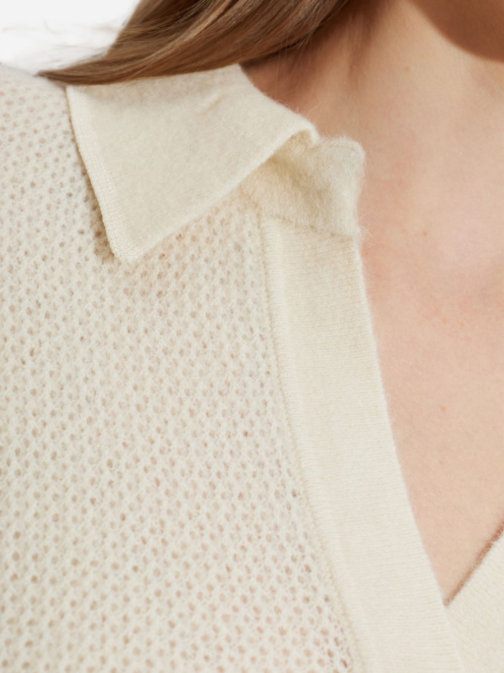 MARANT ETOILE Polo Nathalie avorio in misto alpaca