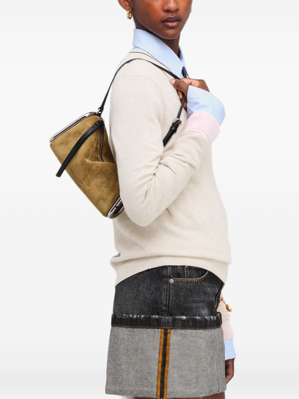 MARC JACOBS Borsa a spalla in pelle scamosciata beige scuro
