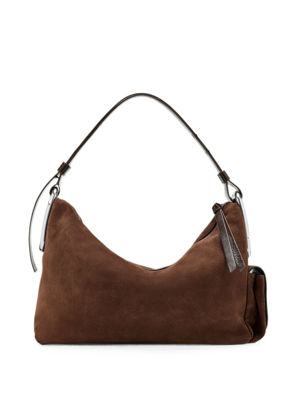 MARC JACOBS Borsa a spalla in pelle e suede marrone scuro