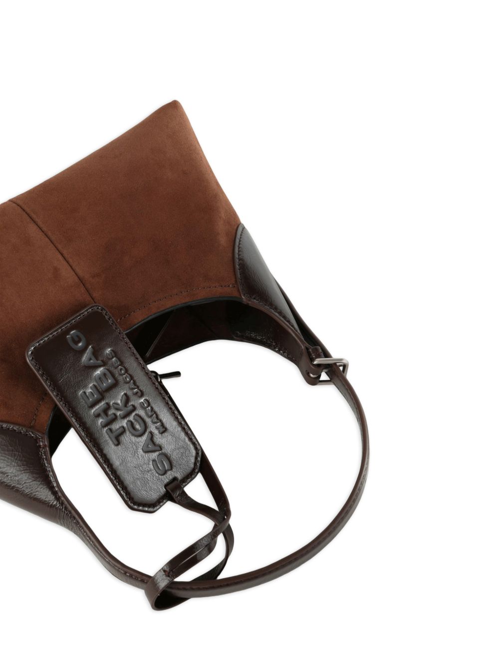 MARC JACOBS Borsa rettangolare THE SACK BAG in pelle scamosciata marrone