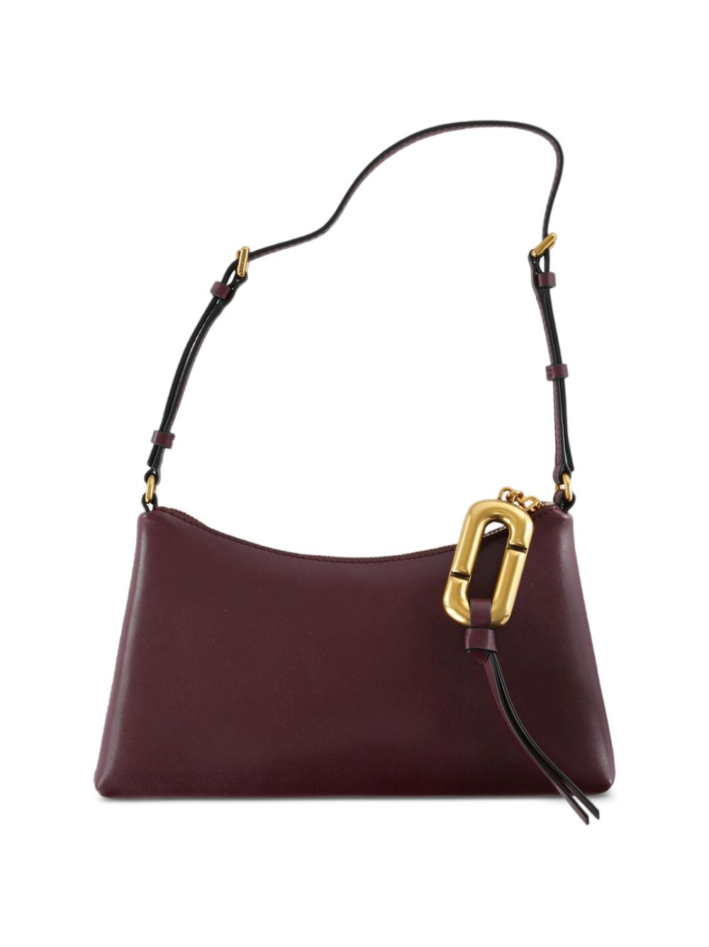 MARC JACOBS Borsa rettangolare bordeaux in pelle con charm dorato
