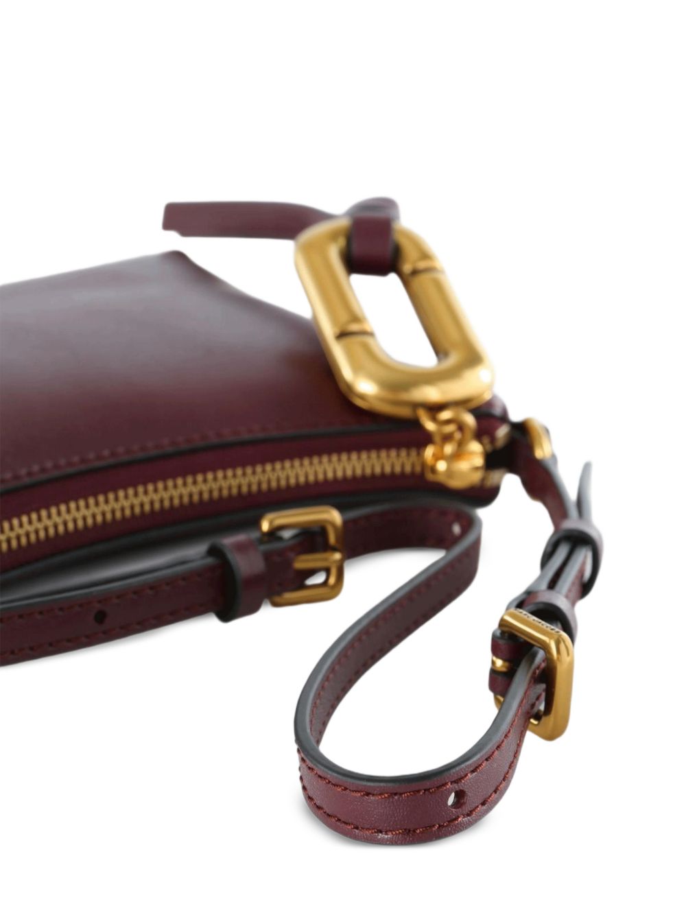 MARC JACOBS Borsa rettangolare bordeaux in pelle con charm dorato