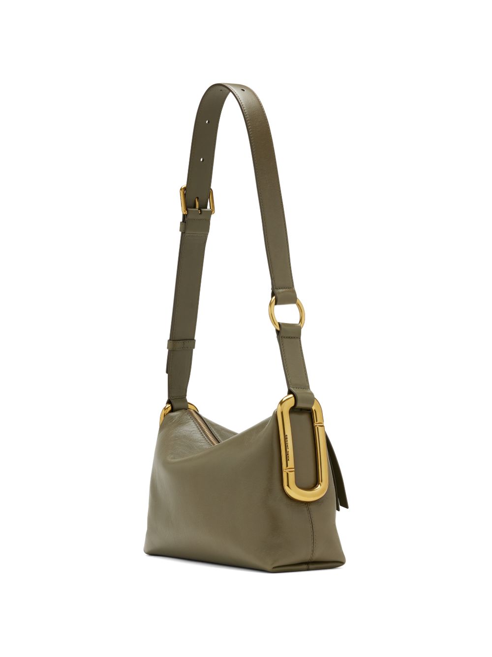 MARC JACOBS Borsa verde oliva in pelle con dettagli dorati
