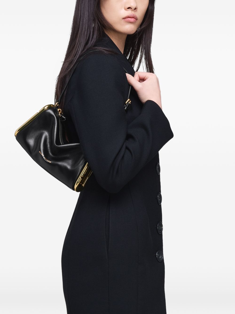 MARC JACOBS Borsa nera in pelle con dettagli dorati - Small