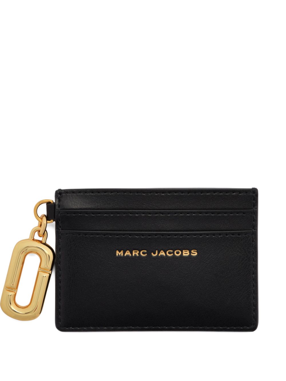MARC JACOBS Portacarte nero in pelle con charm dorato