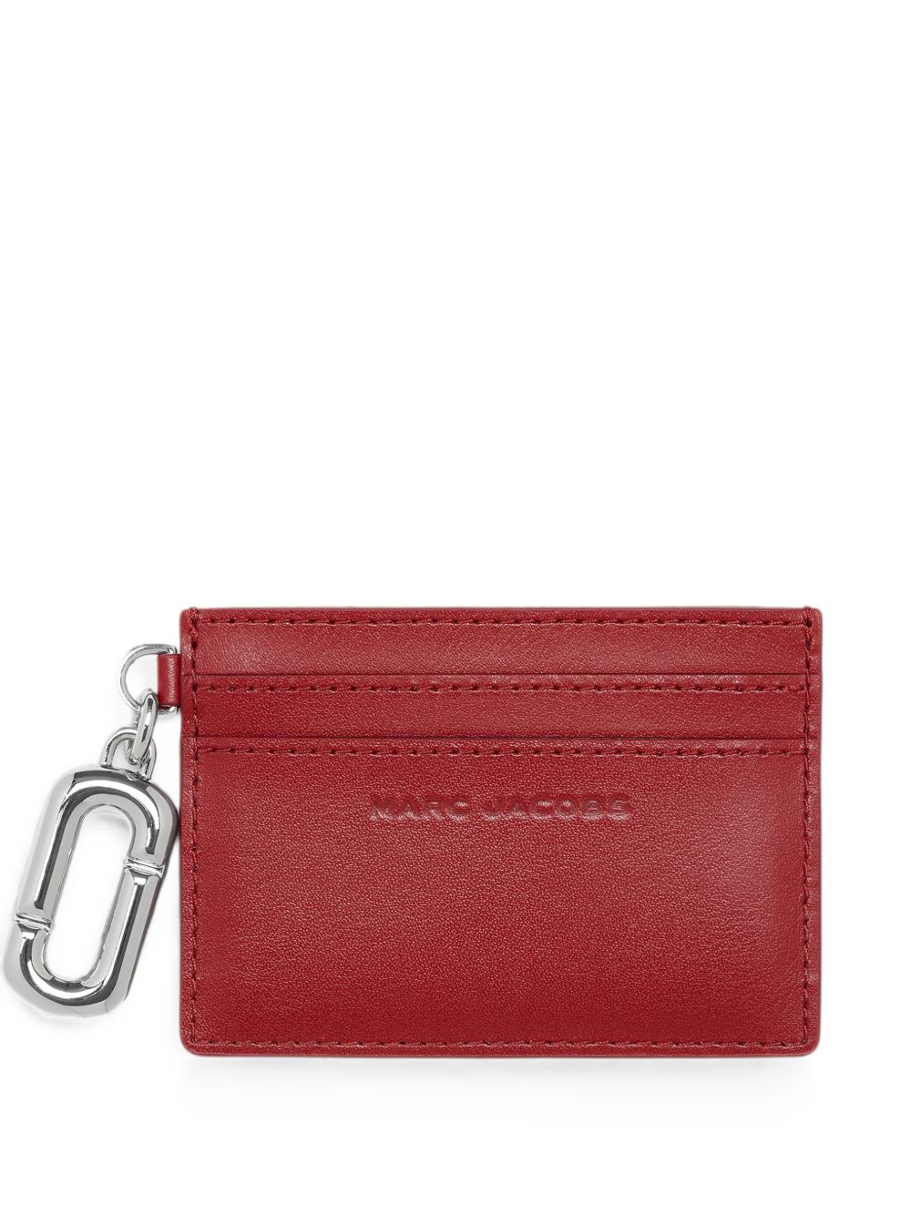 MARC JACOBS Portacarte rosso in pelle con charm argentato