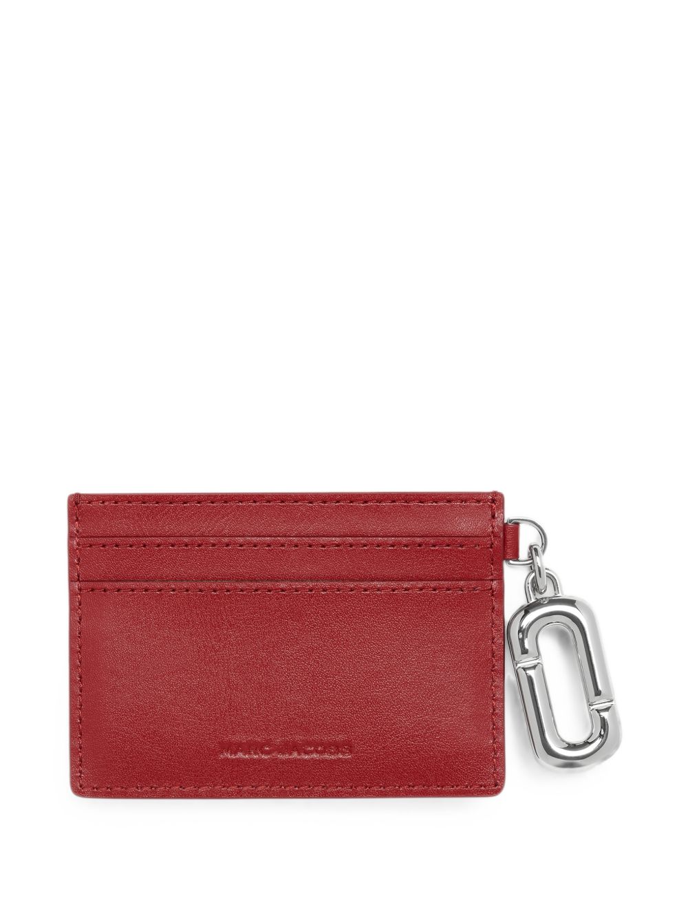 MARC JACOBS Portacarte rosso in pelle con charm argentato