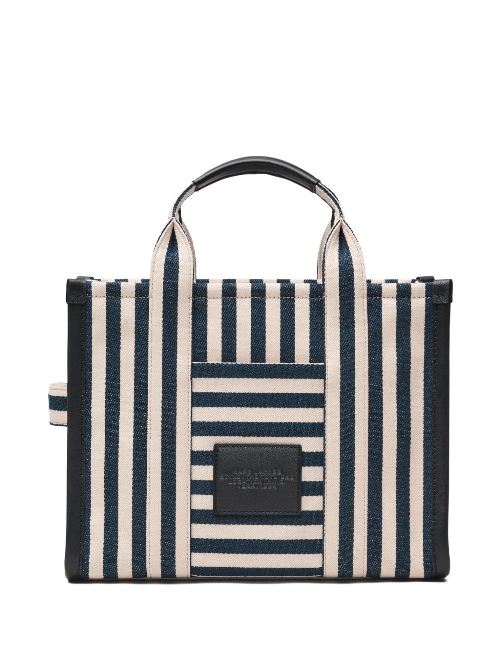 MARC JACOBS Borsa The Tote Bag in cotone a righe bianche e blu