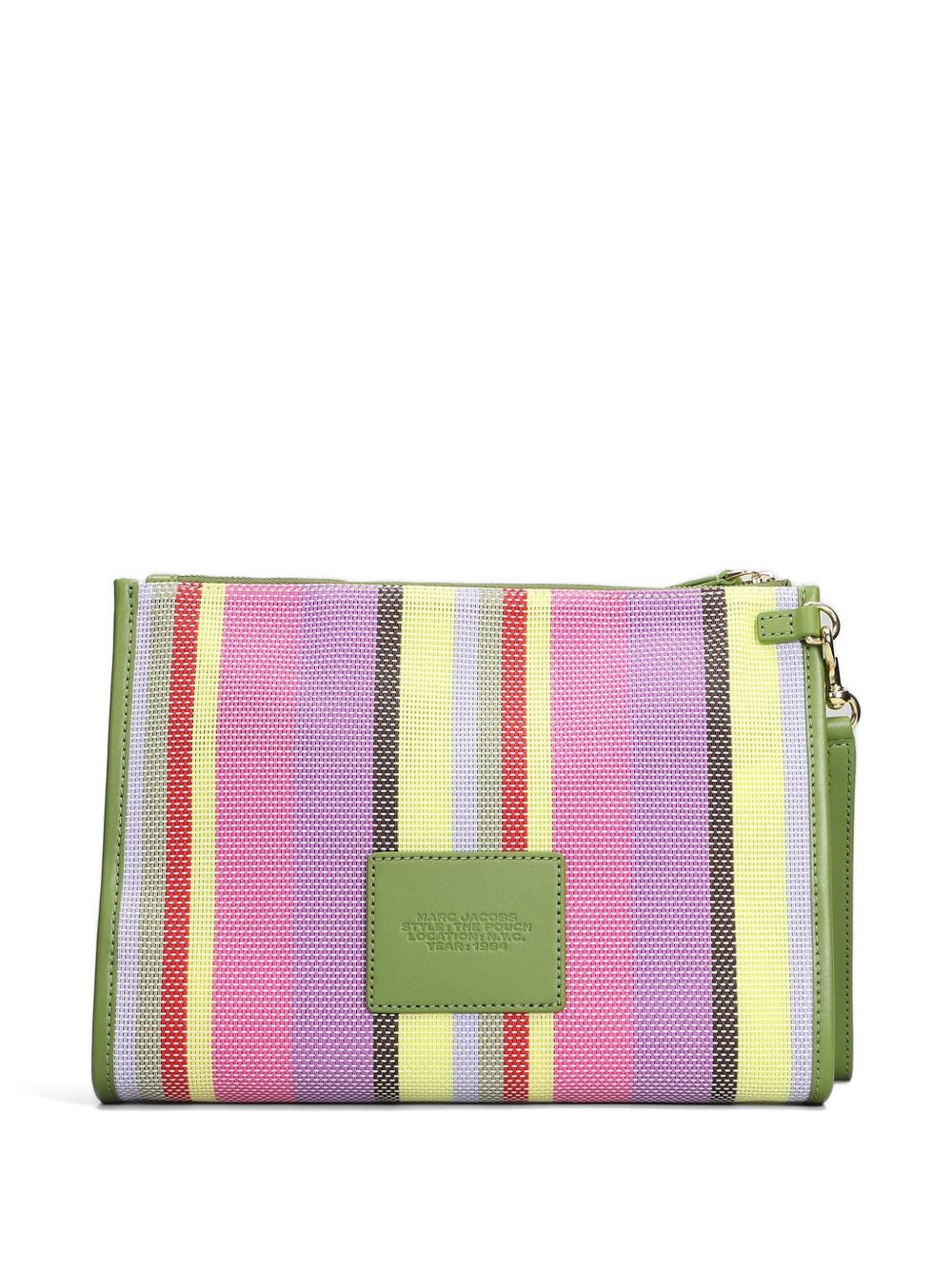 MARC JACOBS Clutch The Large Pouch in mesh a righe multicolor con logo