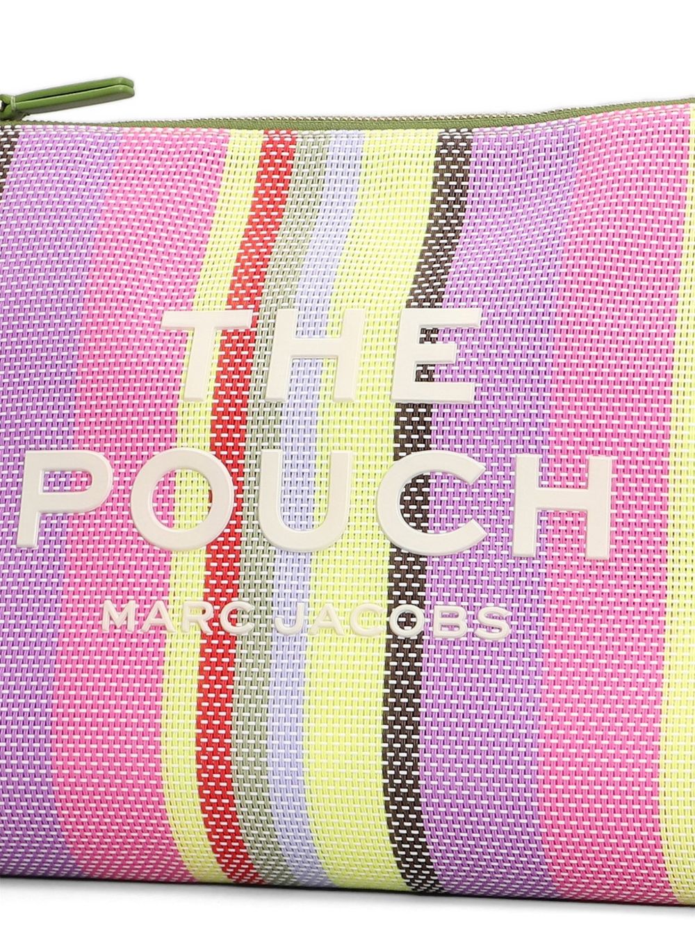 MARC JACOBS Clutch The Large Pouch in mesh a righe multicolor con logo