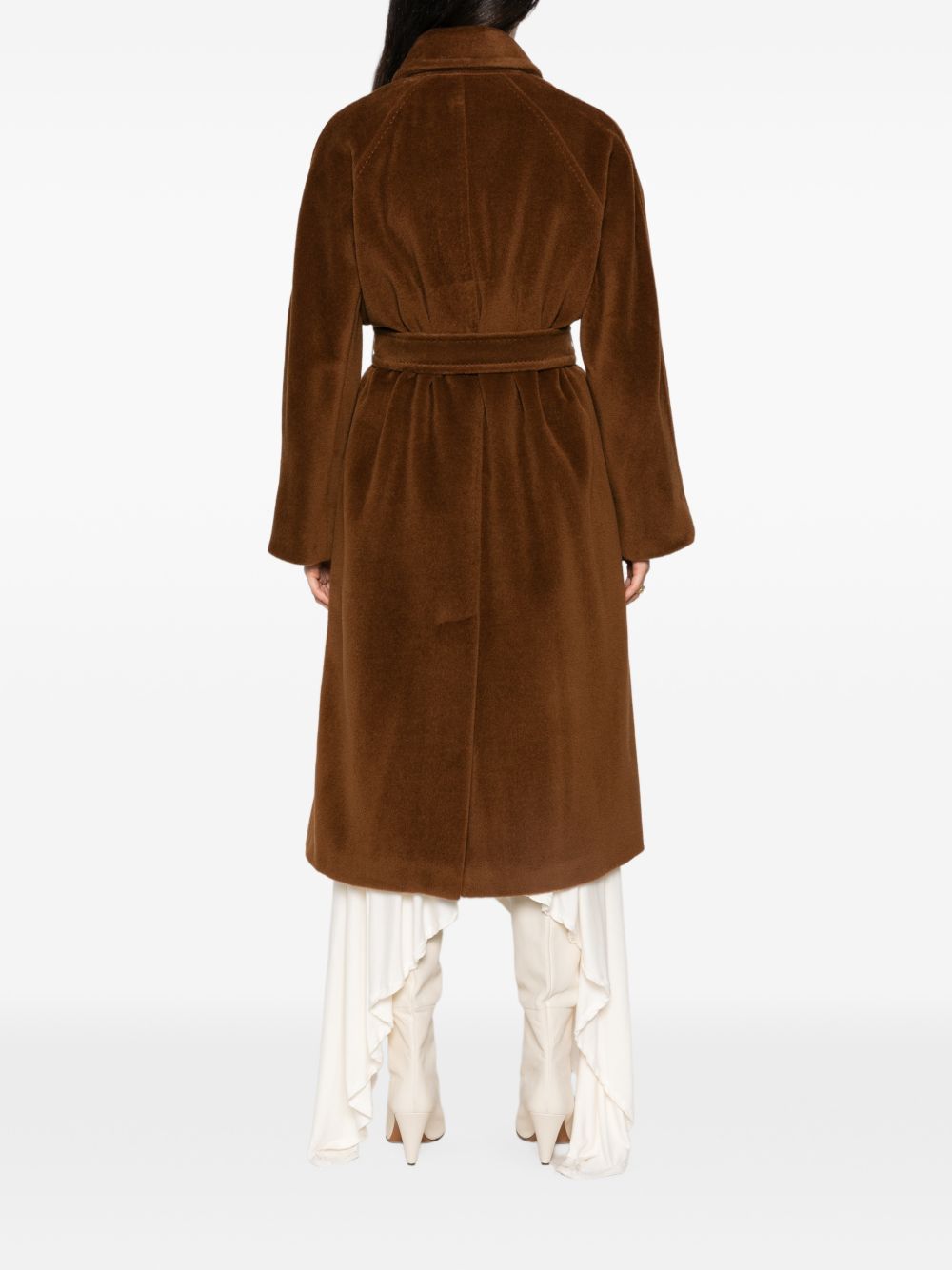 MARELLA Cappotto in lana vergine color cuoio con cintura