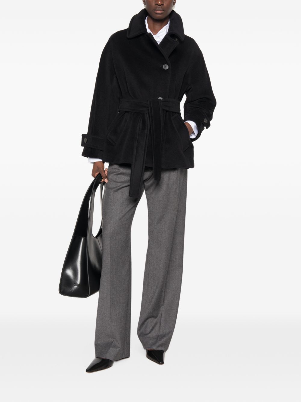 MARELLA Cappotto corto nero in lana vergine