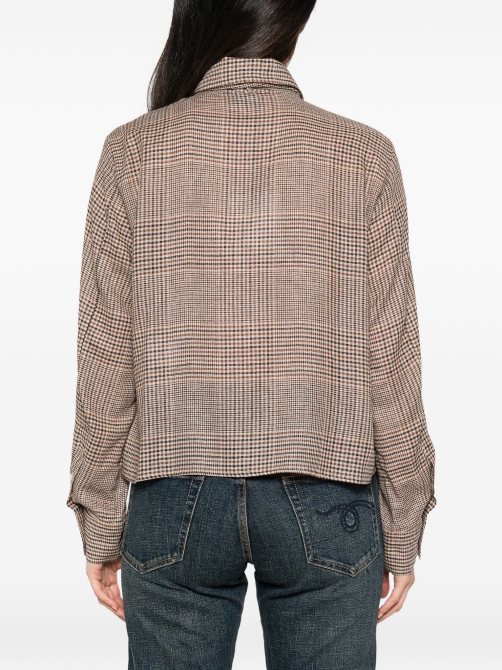 MARELLA Camicia scozzese beige in modal con cravattino