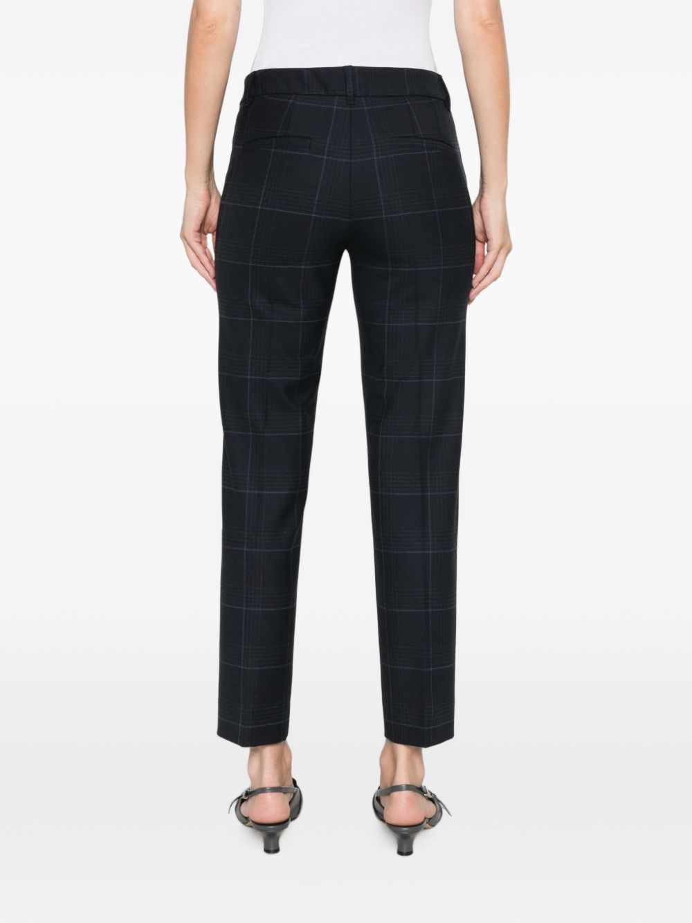 MARELLA Pantaloni slim a quadri blu navy in misto lana