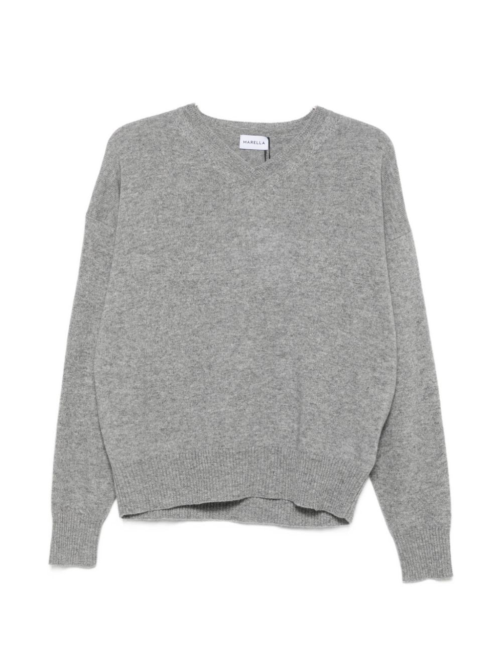 MARELLA Maglia grigia in puro cashmere con scollo a V