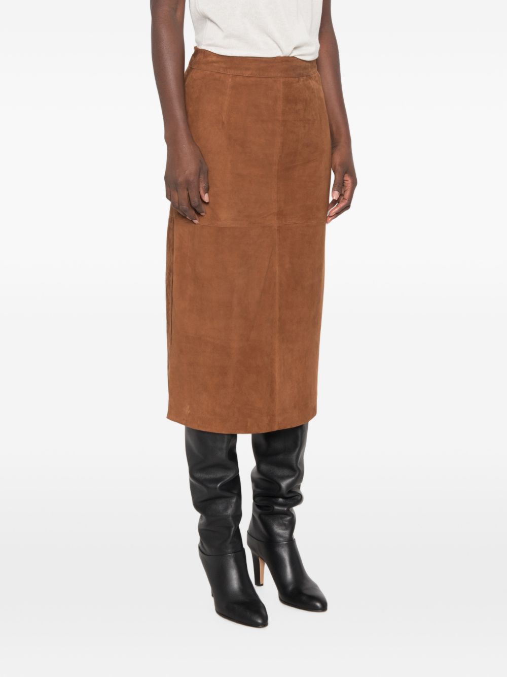 MARELLA Gonna midi a tubino in suede marrone