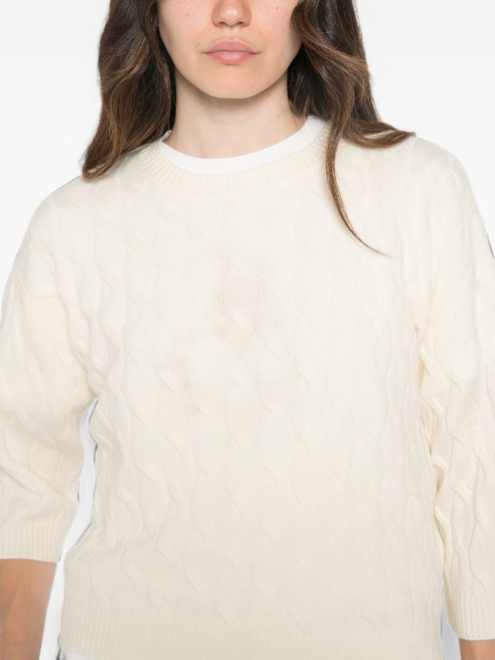 MARELLA SPORT Maglia panna con trama intrecciata in lana misto cashmere