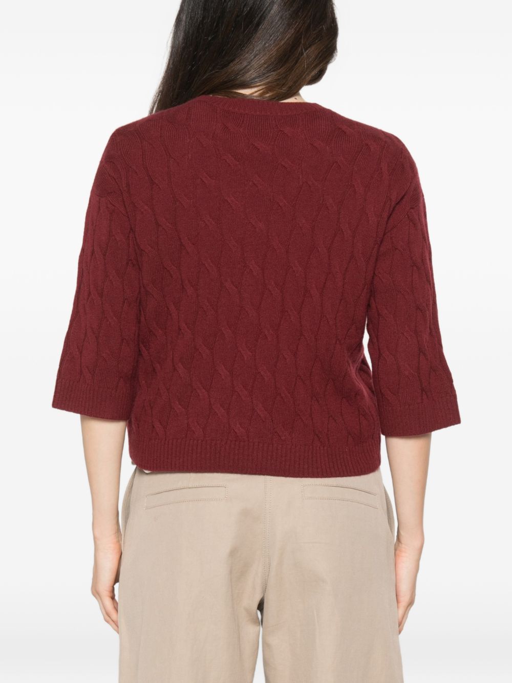 MARELLA SPORT Maglia rosso Radura mattone con trama intrecciata in lana misto cashmere