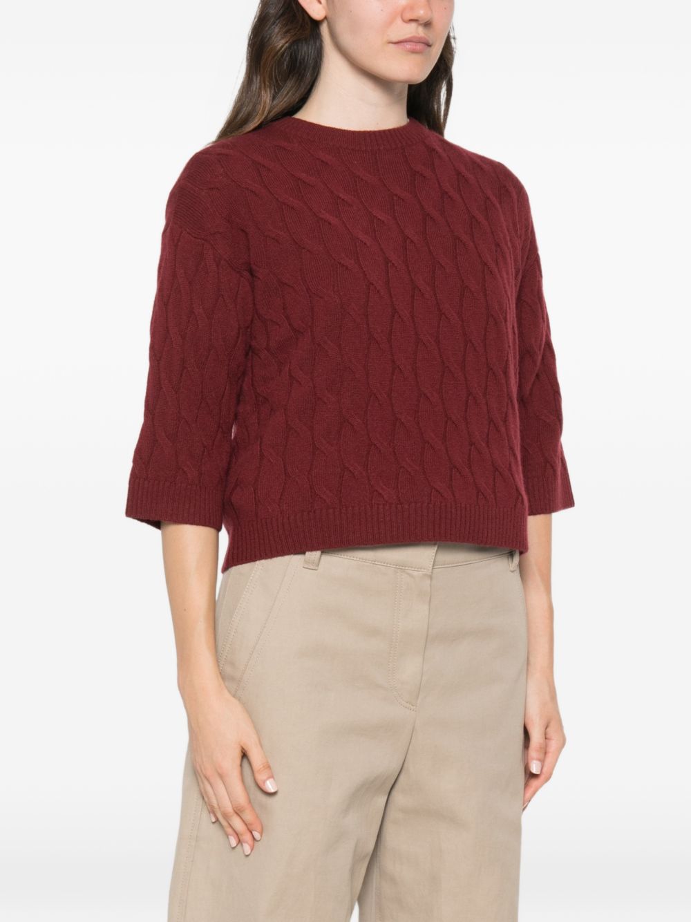 MARELLA SPORT Maglia rosso Radura mattone con trama intrecciata in lana misto cashmere