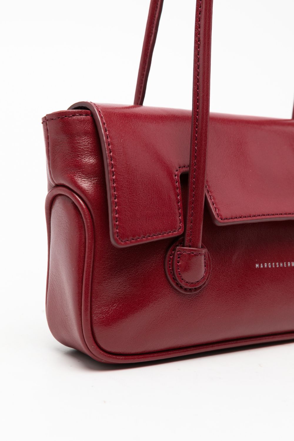 MARGESHERWOOD Flap Small Borsa a Spalla in Pelle rossa Lucida