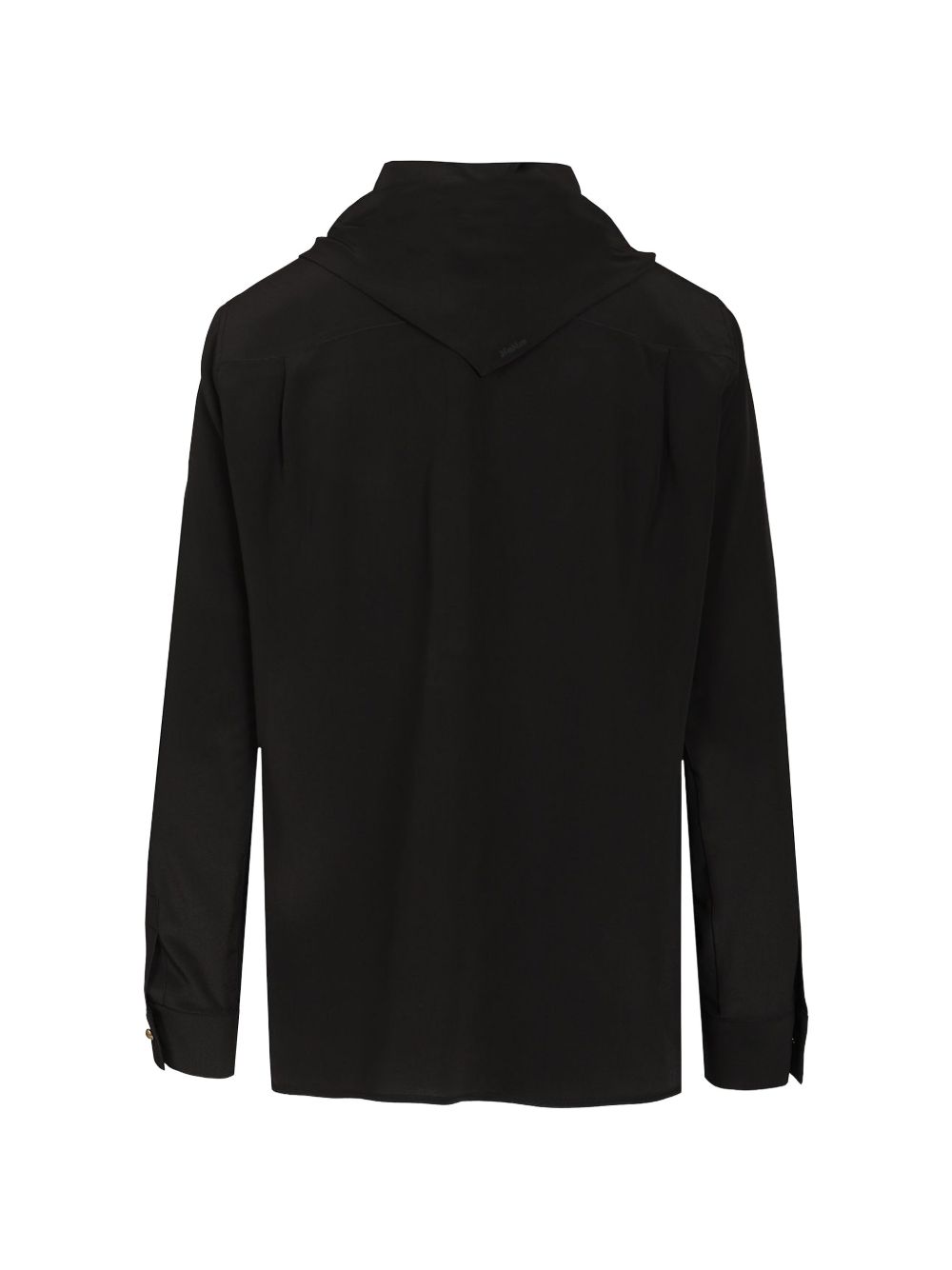 MAX MARA Blusa nera in seta con scollo a V e foulard