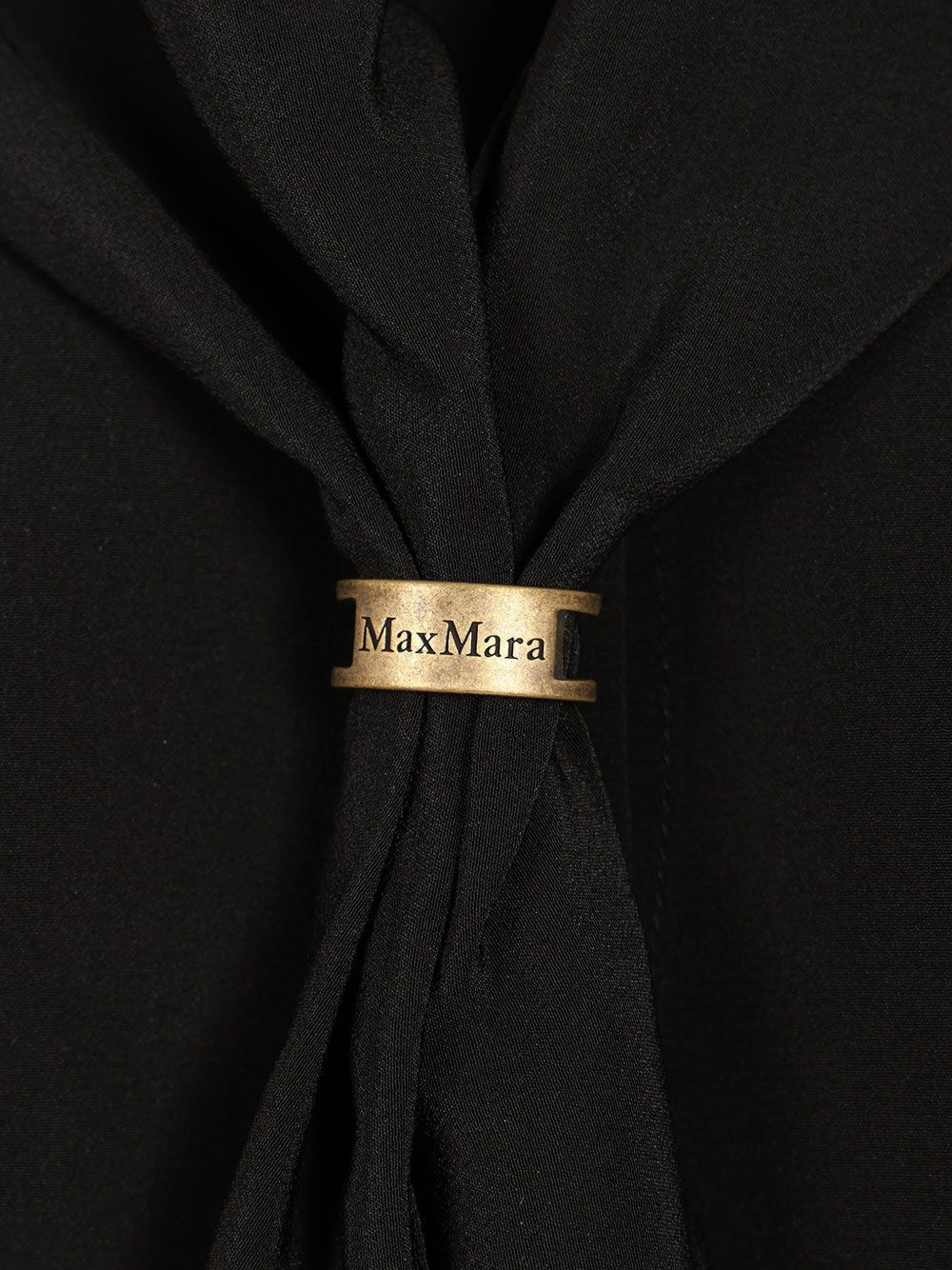 MAX MARA Blusa nera in seta con scollo a V e foulard