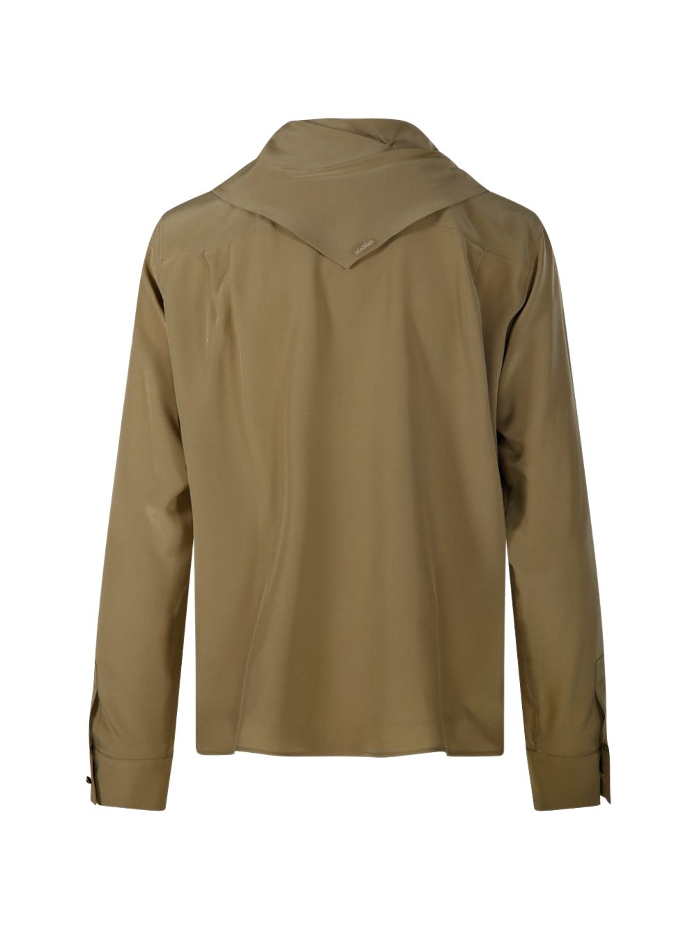 MAX MARA Camicia marrone a maniche lunghe con nodo sul davanti