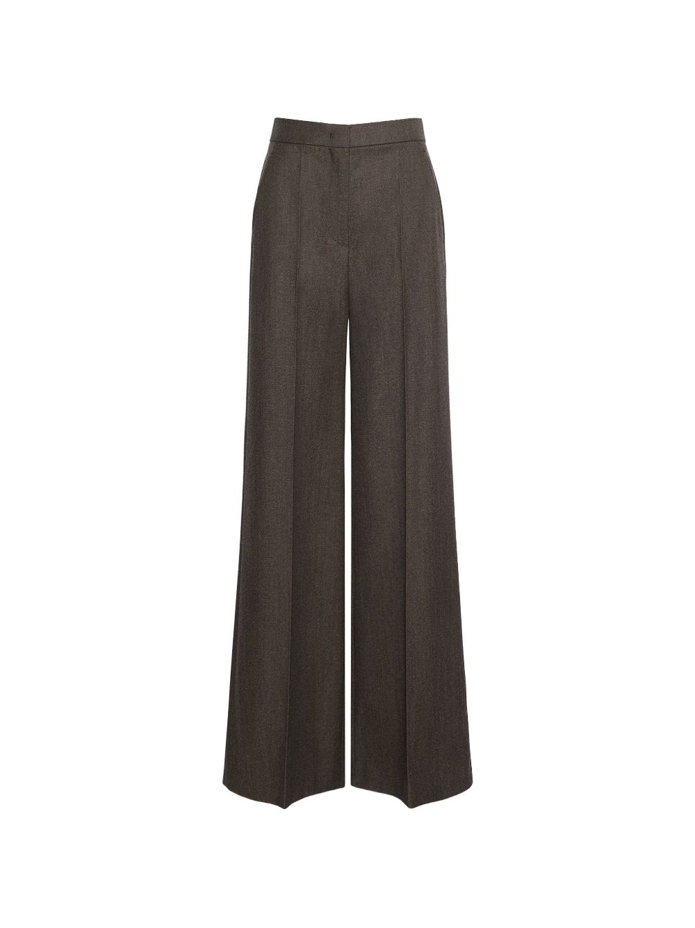 MAX MARA Pantaloni in lana vergine marroni a palazzo