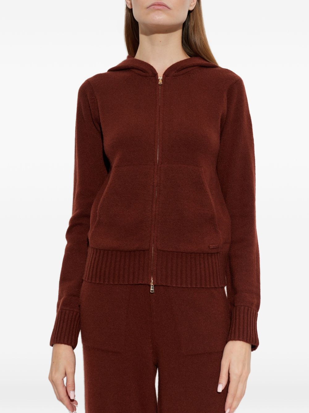 MAX MARA Cardigan modello felpa in cashmere bordeaux