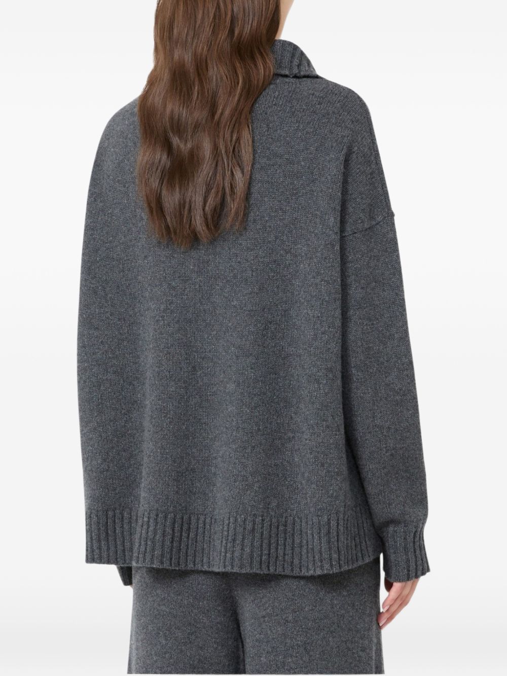 MAX MARA Polo grigia in cashmere con zip