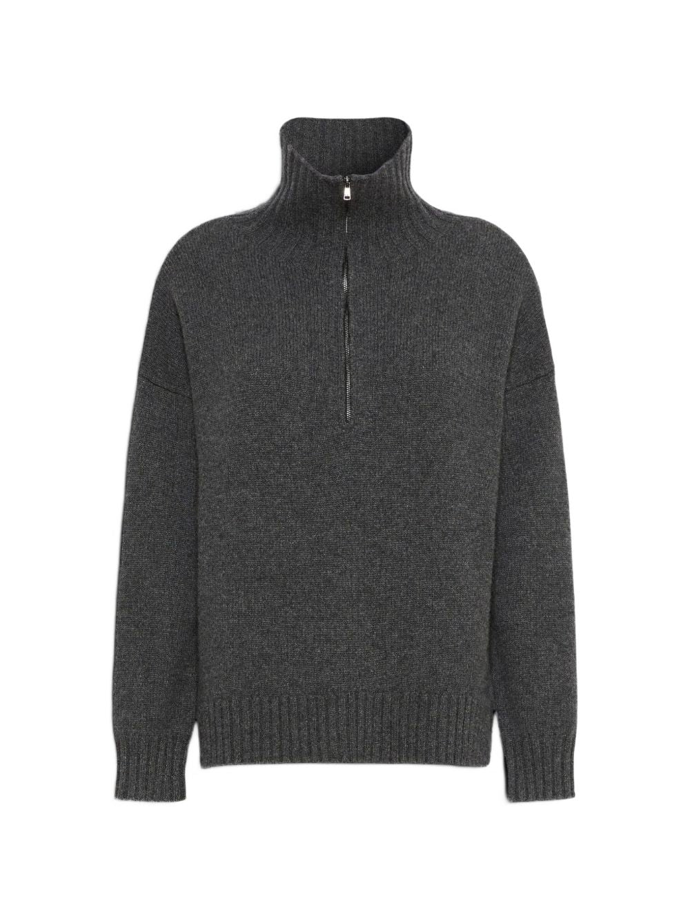 MAX MARA Polo grigia in cashmere con zip